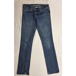 American Eagle Women's 77 Straight Denim Blue Jeans Straight Leg Pants. Size 4L